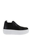 Bueno Shoes Siyah Beyaz Deri Kadın Dolgu Topuklu Bot 01wv5505