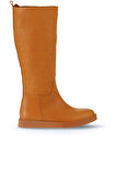 Bueno Shoes Turuncu Deri Kadın Düz Çizme 01wv9705
