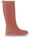 Bueno Shoes Pembe Deri Kadın Düz Çizme 01wv9705