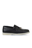 Bueno Shoes Siyah Flotter Deri Kadın Loafer 05ws101