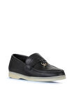 Bueno Shoes Siyah Flotter Deri Kadın Loafer 05ws101