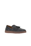 Bueno Shoes Gri Koyu Süet Erkek Loafer 10m50029