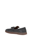Bueno Shoes Gri Koyu Süet Erkek Loafer 10m50029