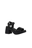 Bueno Shoes Siyah Deri Kadın Dolgu Topuklu Ayakkabı 01wy12204