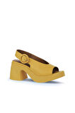 Bueno Shoes Sarı Deri Kadın Topuklu Ayakkabı 01wy12209