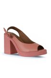 Bueno Shoes Pembe Deri Kadın Topuklu Sandalet 01wy12300