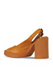 Bueno Shoes Turuncu Deri Kadın Topuklu Sandalet 01wy12300