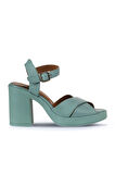 Bueno Shoes Yeşil Açık Deri Kadın Topuklu Sandalet 01wy12301