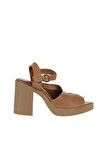 Bueno Shoes Kahverengi Deri Kadın Topuklu Sandalet 01wy12303