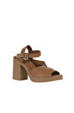 Bueno Shoes Kahverengi Deri Kadın Topuklu Sandalet 01wy12303