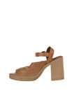 Bueno Shoes Kahverengi Deri Kadın Topuklu Sandalet 01wy12303