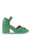 Bueno Shoes Yeşil Koyu Deri Kadın Topuklu Sandalet 01wy12501