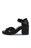 Bueno Shoes Siyah Deri Kadın Topuklu Sandalet 01wy12501