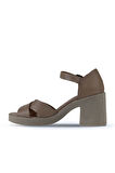 Bueno Shoes Gri Deri Kadın Topuklu Sandalet 01wy12501