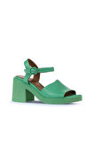 Bueno Shoes Yeşil Koyu Deri Kadın Topuklu Sandalet 01wy12502