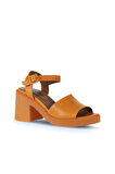 Bueno Shoes Turuncu Deri Kadın Topuklu Sandalet 01wy12502