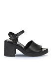 Bueno Shoes Siyah Deri Kadın Topuklu Sandalet 01wy12502