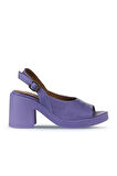 Bueno Shoes Lila Deri Kadın Topuklu Sandalet 01wy12503