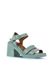 Bueno Shoes Yeşil Açık Deri Kadın Topuklu Sandalet 01wy12506