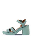Bueno Shoes Yeşil Açık Deri Kadın Topuklu Sandalet 01wy12506