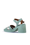 Bueno Shoes Yeşil Açık Deri Kadın Topuklu Sandalet 01wy12506