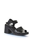 Bueno Shoes Siyah Deri Kadın Topuklu Sandalet 01wy12506