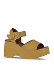 Bueno Shoes Sarı Deri Kadın Dolgu Topuklu Ayakkabı 01wy9009