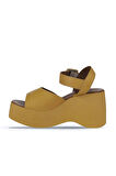 Bueno Shoes Sarı Deri Kadın Dolgu Topuklu Ayakkabı 01wy9009