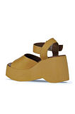 Bueno Shoes Sarı Deri Kadın Dolgu Topuklu Ayakkabı 01wy9009