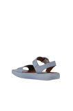 Bueno Shoes Mavi Deri Kadın Dolgu Topuklu Sandalet 01wy1002