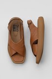 Bueno Shoes Taba Koyu Deri Kadın Dolgu Topuklu Sandalet 01wy1012