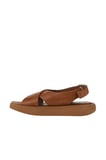 Bueno Shoes Taba Koyu Deri Kadın Dolgu Topuklu Sandalet 01wy1012
