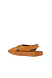 Bueno Shoes Turuncu Deri Kadın Dolgu Topuklu Sandalet 01wy1012
