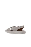 Bueno Shoes Gri Deri Kadın Dolgu Topuklu Sandalet 01wy1012