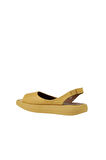 Bueno Shoes Sarı Deri Kadın Dolgu Topuklu Sandalet 01wy1014