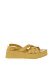 Bueno Shoes Sarı Deri Kadın Dolgu Topuklu Sandalet 01wy5904