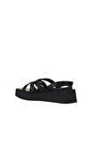 Bueno Shoes Siyah Deri Kadın Dolgu Topuklu Sandalet 01wy5904