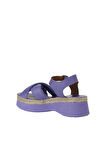Bueno Shoes Lila Deri Kadın Dolgu Topuklu Sandalet 01wy8204