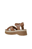 Bueno Shoes Kahverengi Deri Kadın Dolgu Topuklu Sandalet 01wy8204