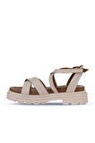Bueno Shoes Pembe Deri Kadın Dolgu Topuklu Sandalet 01wy8305