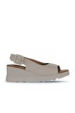Bueno Shoes Krem Deri Kadın Dolgu Topuklu Sandalet 01wy8600