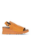 Bueno Shoes Turuncu Deri Kadın Dolgu Topuklu Sandalet 01wy8603