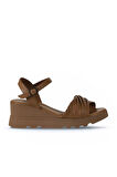 Bueno Shoes Taba Taba Deri Kadın Dolgu Topuklu Sandalet 01wy8609