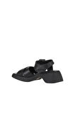 Bueno Shoes Siyah Deri Kadın Dolgu Topuklu Sandalet 01wy9303
