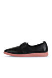 Bueno Shoes Siyah Pembe Deri Kadın Düz Ayakkabı 01wy1509