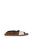 Bueno Shoes Beyaz Kahve Deri Kadın Düz Sandalet 01wy2015