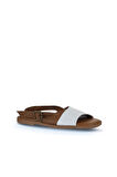 Bueno Shoes Beyaz Kahve Deri Kadın Düz Sandalet 01wy2015