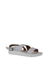 Bueno Shoes Beyaz Kırık Deri Kadın Düz Sandalet 01wy2300