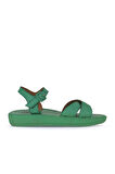 Bueno Shoes Yeşil Koyu Deri Kadın Düz Sandalet 01wy2301