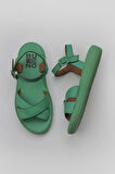 Bueno Shoes Yeşil Koyu Deri Kadın Düz Sandalet 01wy2301